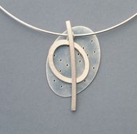 blue oval and line necklace