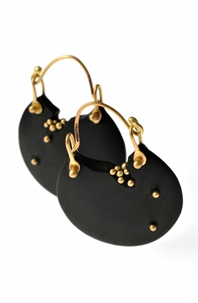 Whitby jet earrings with 18CT gold granulation