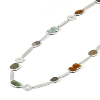 Enamel, silver, pebble necklace