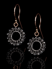 Circle Drop Black Diamond Earrings
