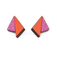 Pink Orange triangle studs