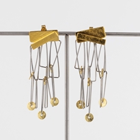 Hangling gold plates silver and stainless steel earrings