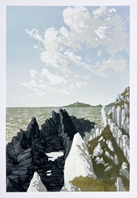 White Rock, Black Rock (Linocut - 340 x 515 mm)