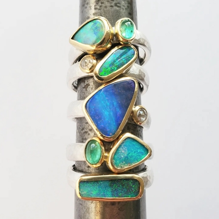 Naomi James Opal ring stack