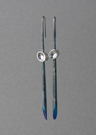 Silver Oval drop earrings